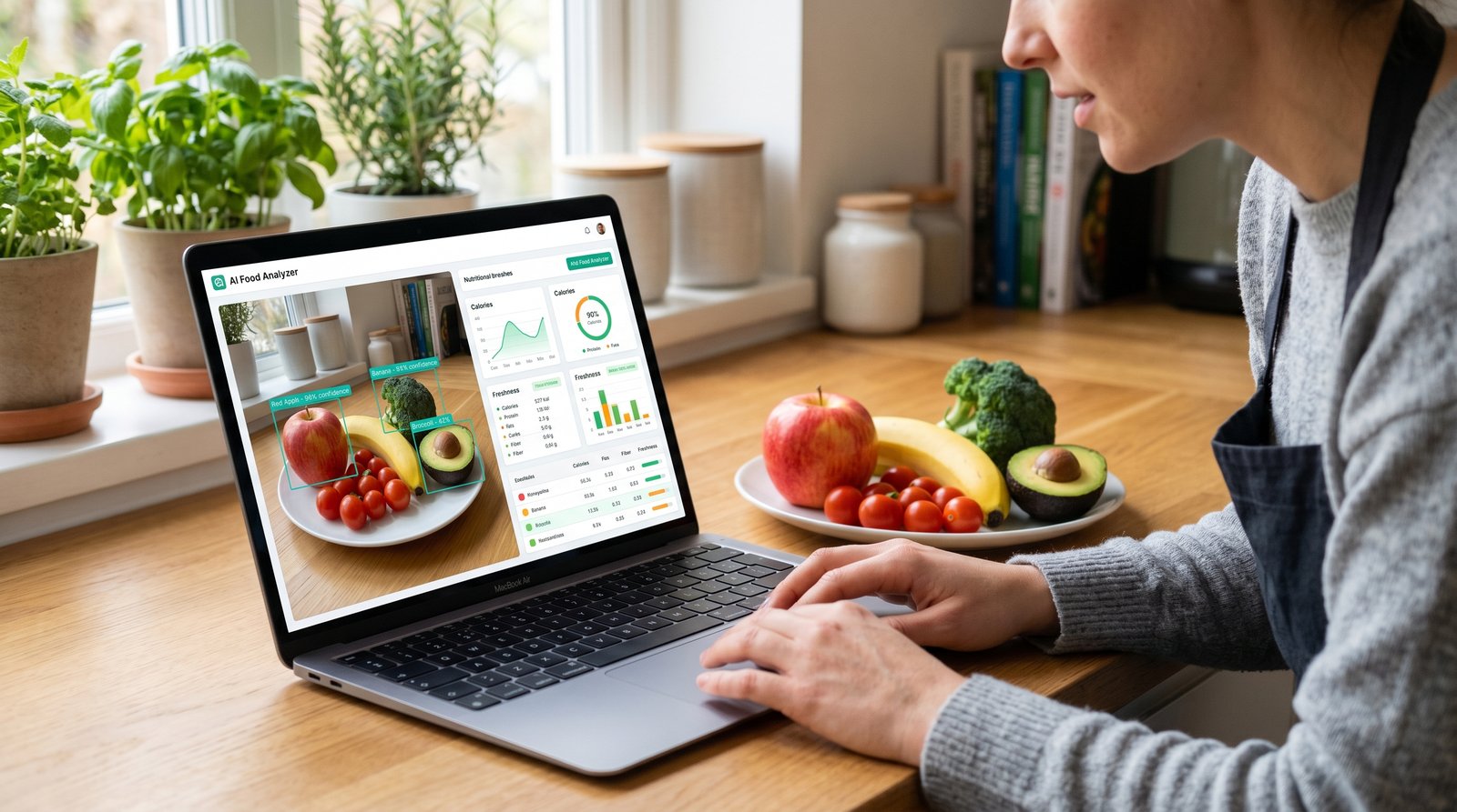 Laptop dashboard analyzing real-time visitor and product data at the Healthy Organic Show