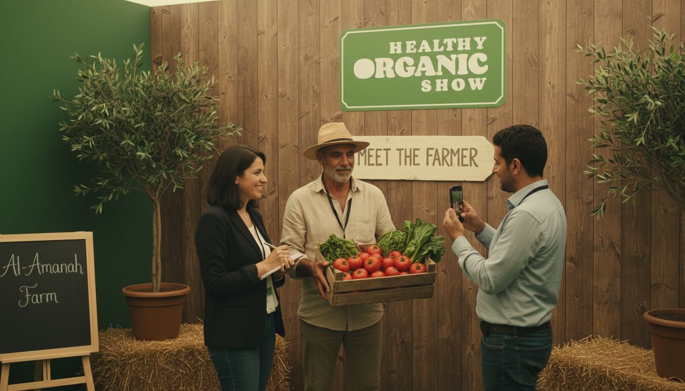 Farmers talking with visitors at the Meet the Farmer corner
