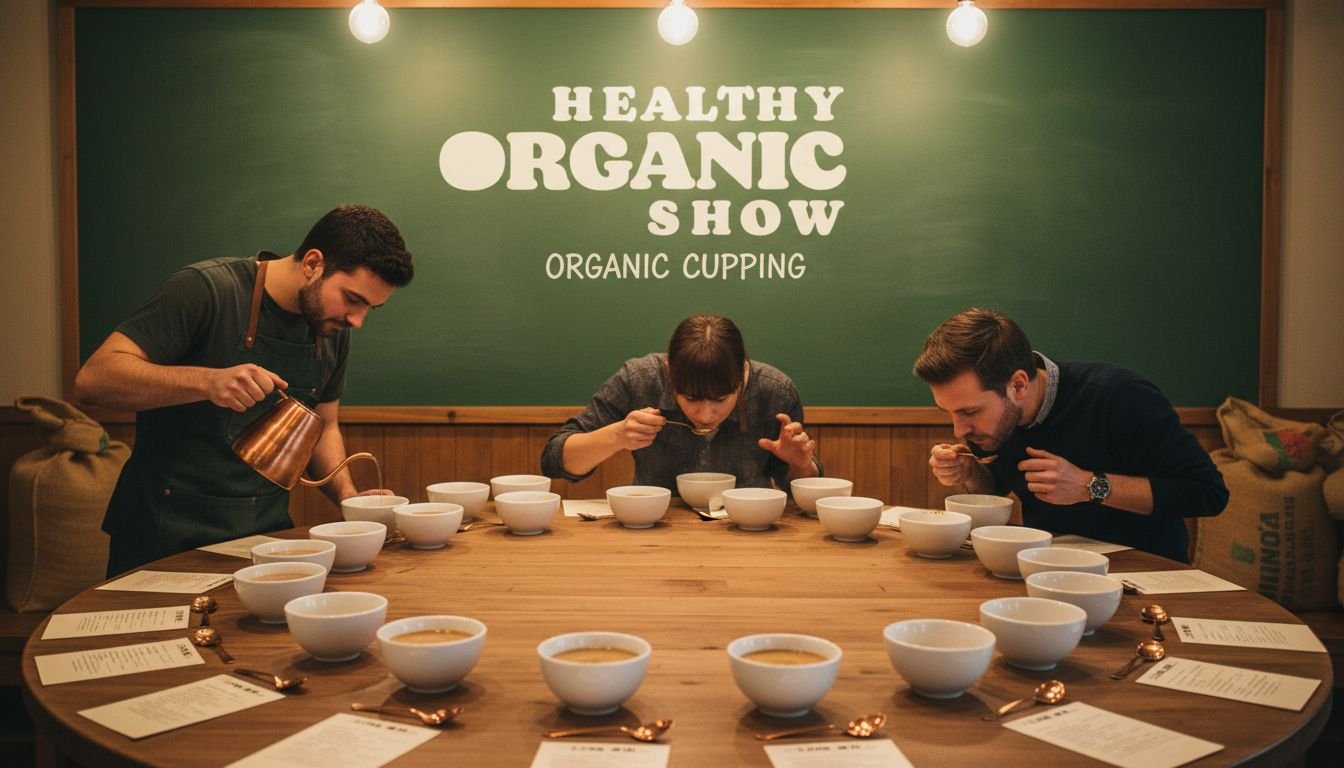 Specialty coffee cupping session with organic beans